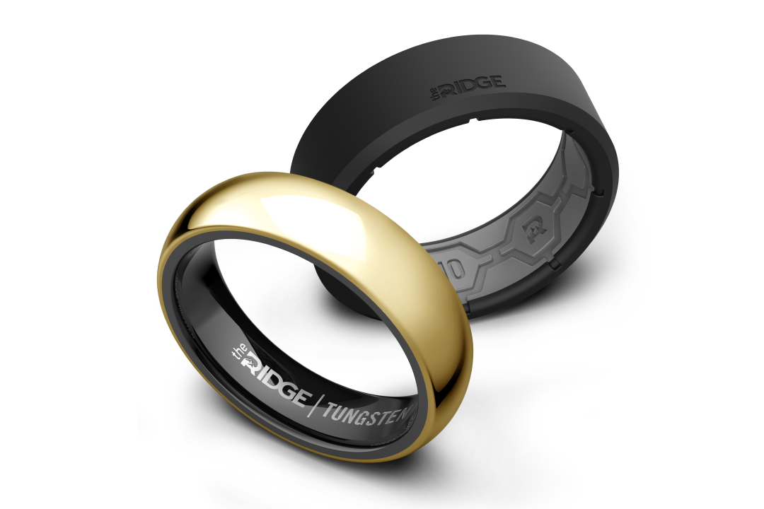 Men s Rings in Modern Style Titanium Gunmetal 24k Gold More Ridge CA