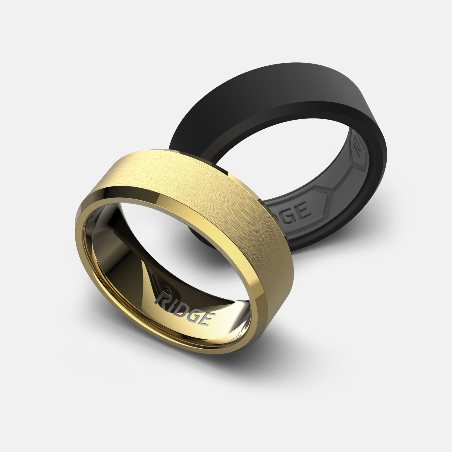 Ridge 8mm Beveled Ring Set - 24K Gold | Tantalum
