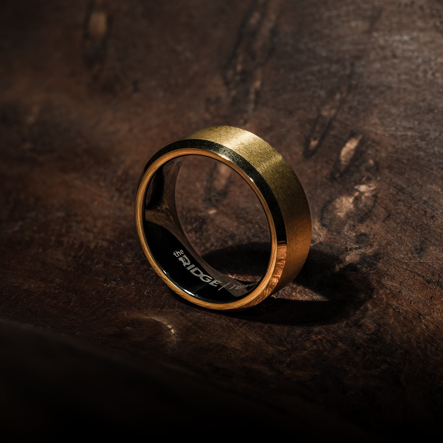 Ridge 8MM Beveled Ring Set - 24K Gold