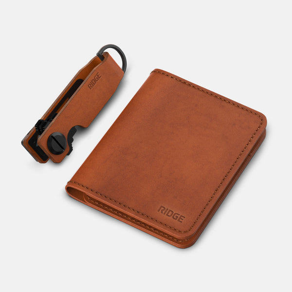RIDGE | Wallet + KeyCase Kit - Bifold - Tobacco Brown Leather - Ridge CA