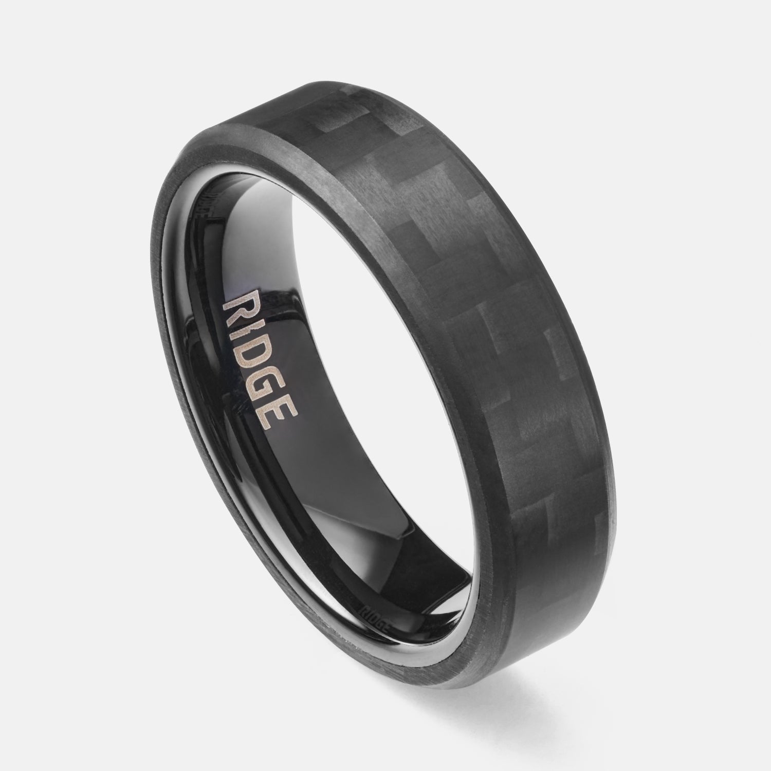 Ridge 6MM Beveled Ring Set - Carbon Fiber 3K