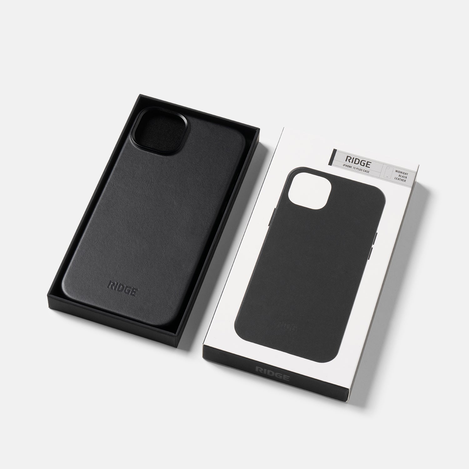 Ridge Phone Case - Midnight Black Leather - iPhone 15 Plus - Ridge CA