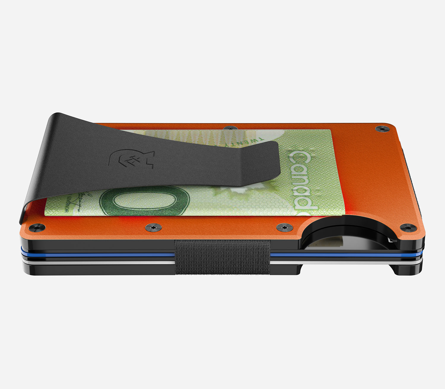 The Ridge Wallet - Aluminum: Cash Strap - Basecamp Orange #516